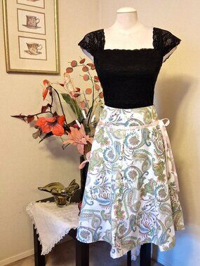 Floral Printed Lined Midi Skirt A-Line Flared Quality Summer Skirts 10